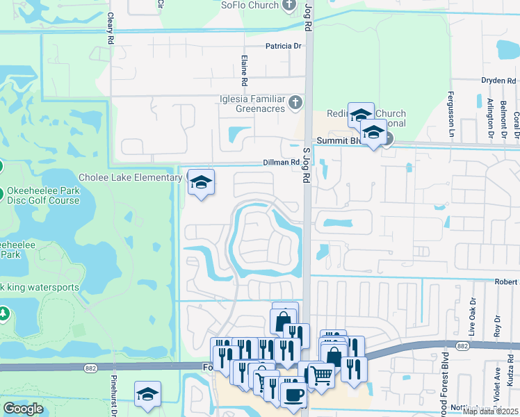 map of restaurants, bars, coffee shops, grocery stores, and more near 1104 Hatteras Circle in West Palm Beach