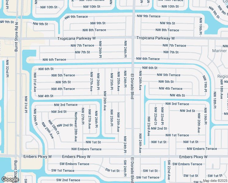 map of restaurants, bars, coffee shops, grocery stores, and more near 405 Northwest 25th Place in Cape Coral