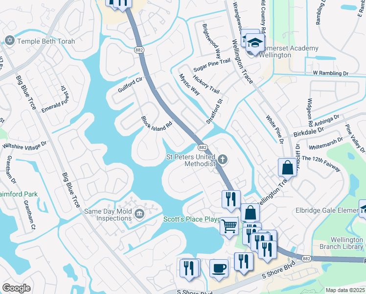 map of restaurants, bars, coffee shops, grocery stores, and more near 1891 Riverside Circle in Wellington