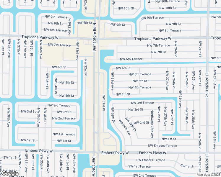 map of restaurants, bars, coffee shops, grocery stores, and more near 412 Northwest 31st Avenue in Cape Coral
