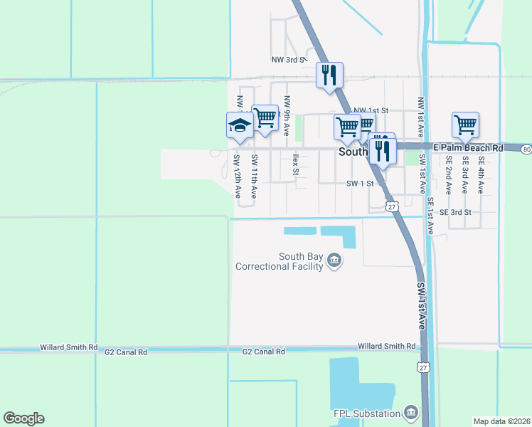 map of restaurants, bars, coffee shops, grocery stores, and more near 275 Southwest 11th Avenue in South Bay
