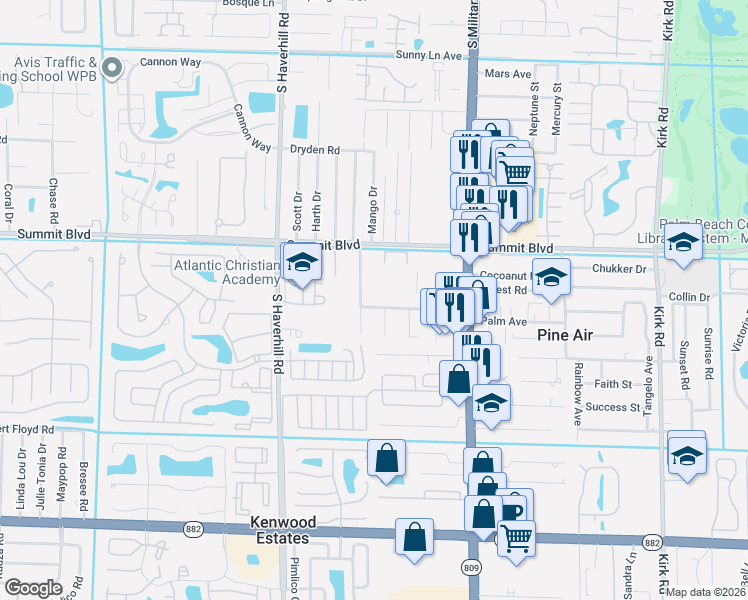 map of restaurants, bars, coffee shops, grocery stores, and more near 4735 Holt Road in West Palm Beach