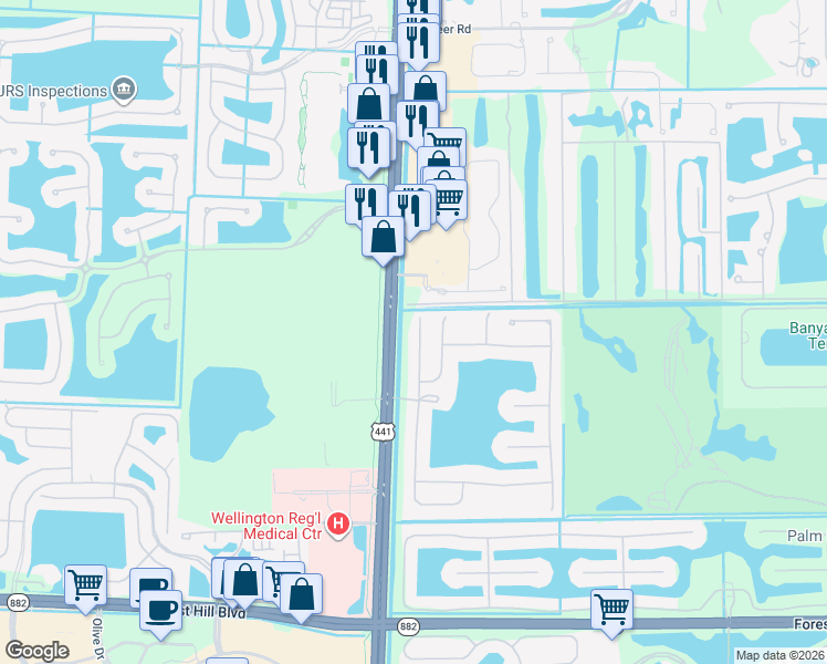 map of restaurants, bars, coffee shops, grocery stores, and more near 1293 Stonehaven Estates Drive in West Palm Beach