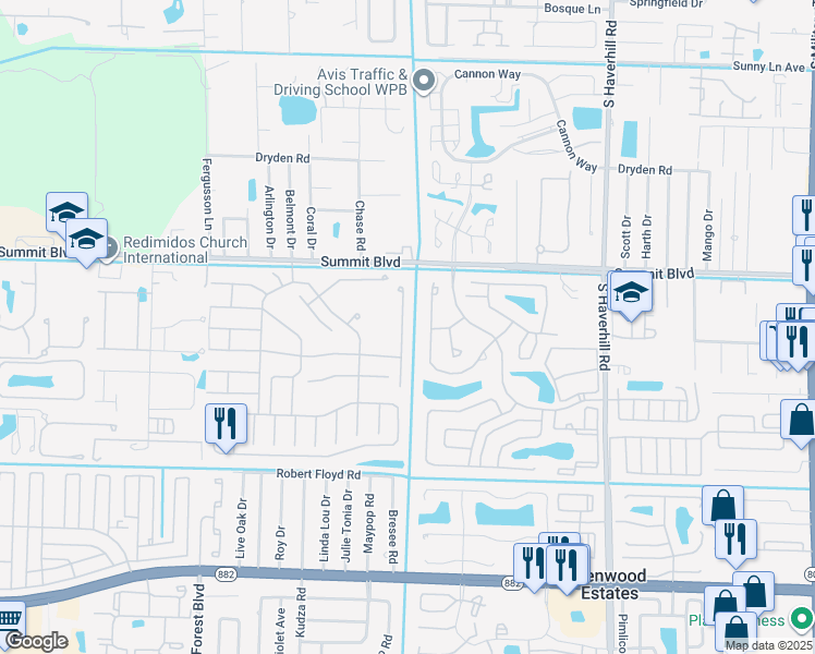 map of restaurants, bars, coffee shops, grocery stores, and more near 1146 Winding Rose Way in West Palm Beach