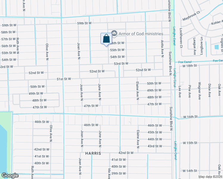map of restaurants, bars, coffee shops, grocery stores, and more near 2808 49th Street West in Lehigh Acres