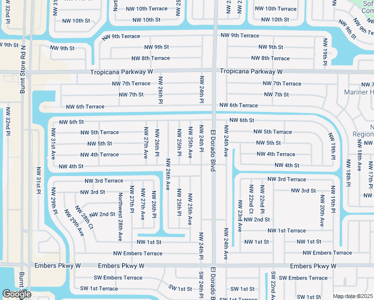 map of restaurants, bars, coffee shops, grocery stores, and more near 416 Northwest 25th Avenue in Cape Coral