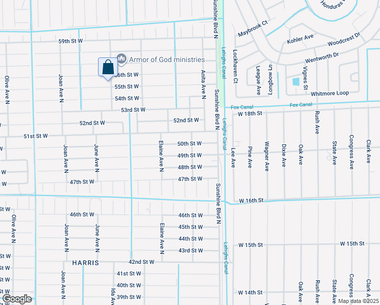 map of restaurants, bars, coffee shops, grocery stores, and more near 2600 49th Street West in Lehigh Acres