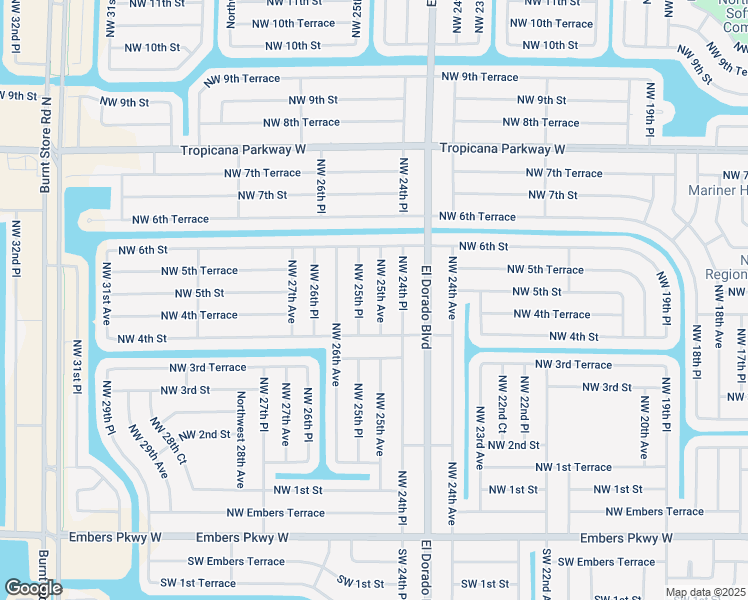 map of restaurants, bars, coffee shops, grocery stores, and more near 416 Northwest 25th Avenue in Cape Coral