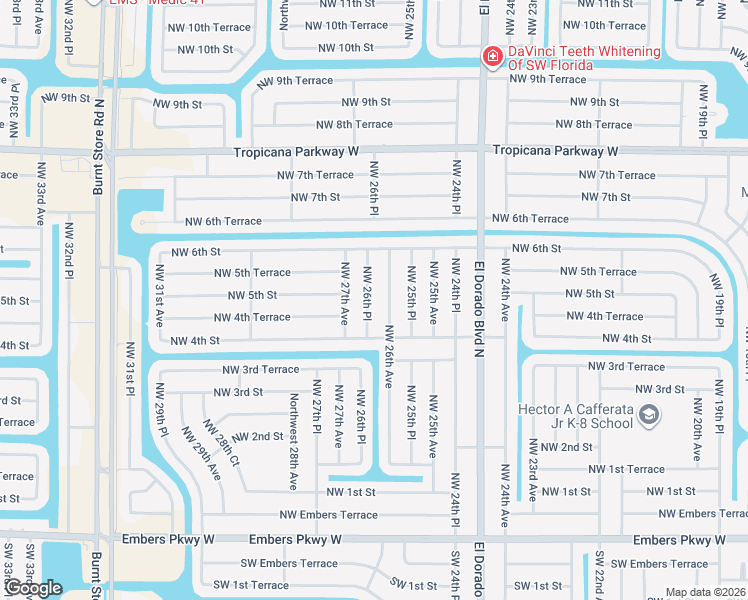 map of restaurants, bars, coffee shops, grocery stores, and more near 417 Northwest 26th Avenue in Cape Coral