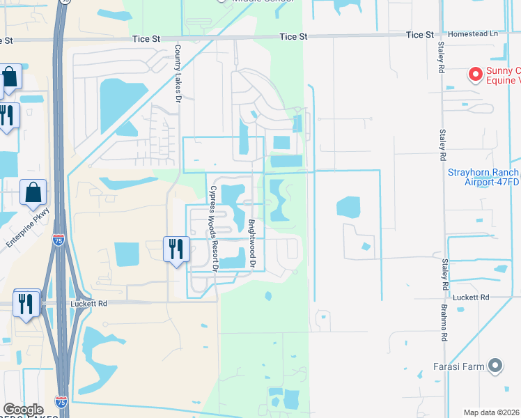 map of restaurants, bars, coffee shops, grocery stores, and more near 5681 Brightwood Drive in Fort Myers