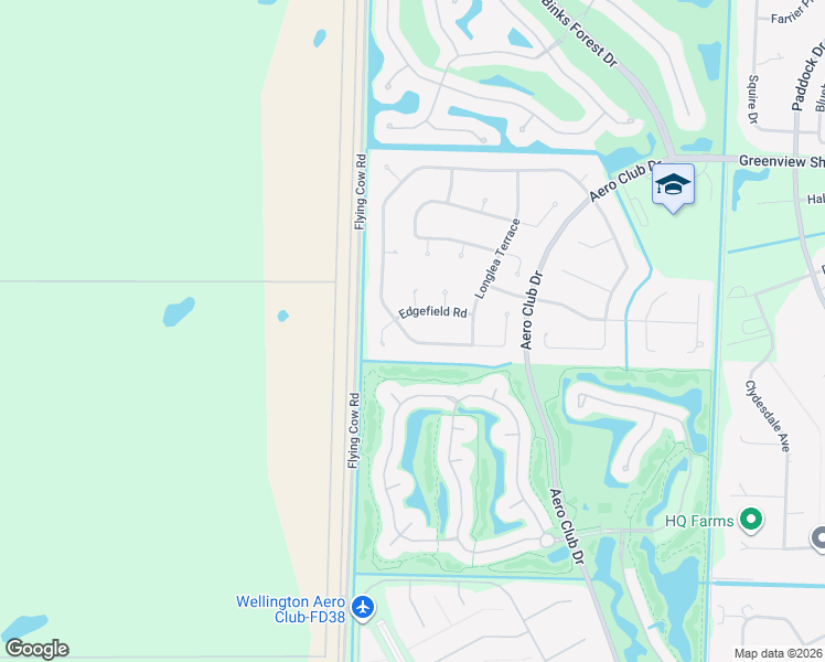 map of restaurants, bars, coffee shops, grocery stores, and more near 15850 Meadow Wood Drive in Wellington