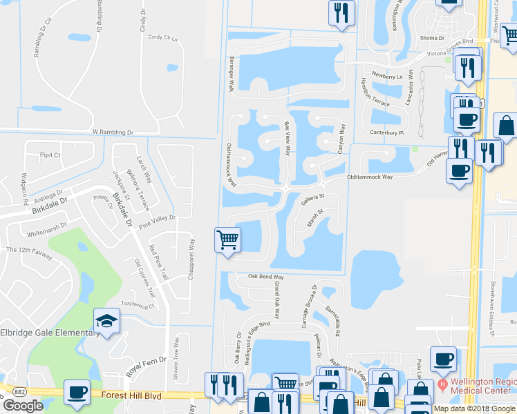map of restaurants, bars, coffee shops, grocery stores, and more near 1261 Beacon Circle in West Palm Beach