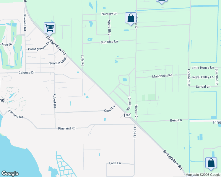 map of restaurants, bars, coffee shops, grocery stores, and more near 13830 Stringfellow Road in Bokeelia