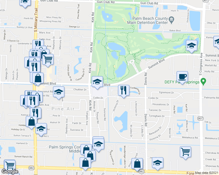 map of restaurants, bars, coffee shops, grocery stores, and more near 3840 Collinwood Lane in West Palm Beach
