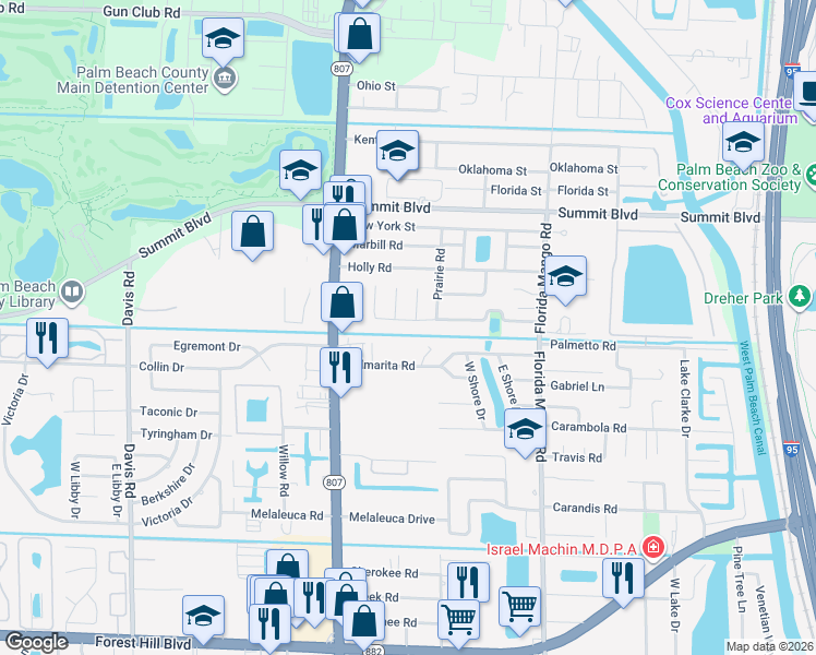 map of restaurants, bars, coffee shops, grocery stores, and more near 951 Flamango Court East in West Palm Beach