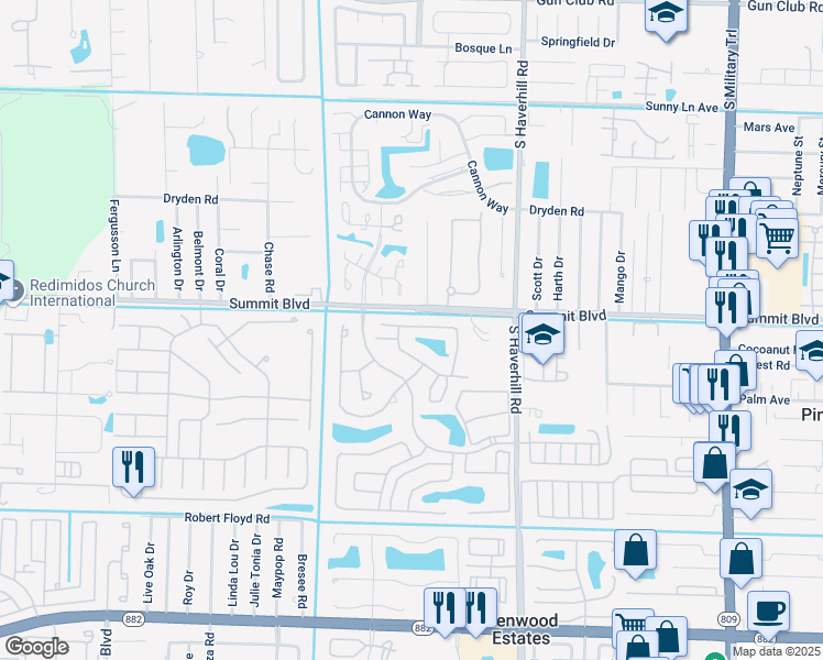 map of restaurants, bars, coffee shops, grocery stores, and more near 1098 Summit Trail Circle in West Palm Beach