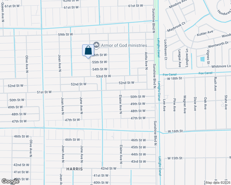 map of restaurants, bars, coffee shops, grocery stores, and more near 2709 51st Street West in Lehigh Acres
