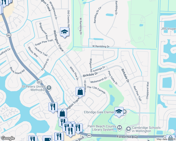 map of restaurants, bars, coffee shops, grocery stores, and more near 1281 Whimbrel Road in Wellington