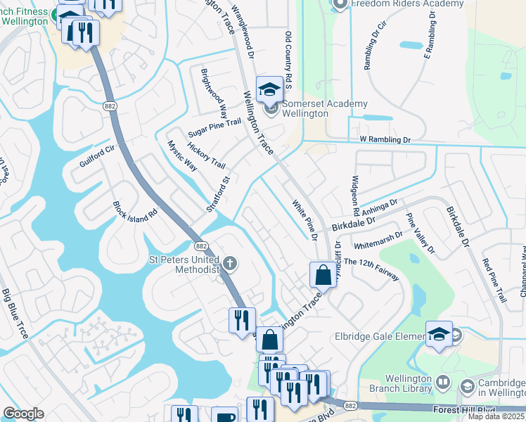 map of restaurants, bars, coffee shops, grocery stores, and more near 1237 The 12th Fairway in Wellington