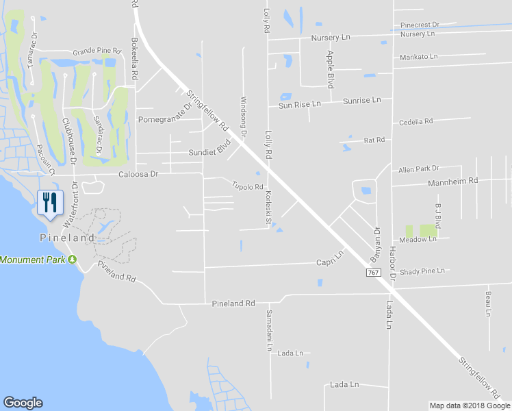 map of restaurants, bars, coffee shops, grocery stores, and more near 7050 Guava Ave in Bokeelia