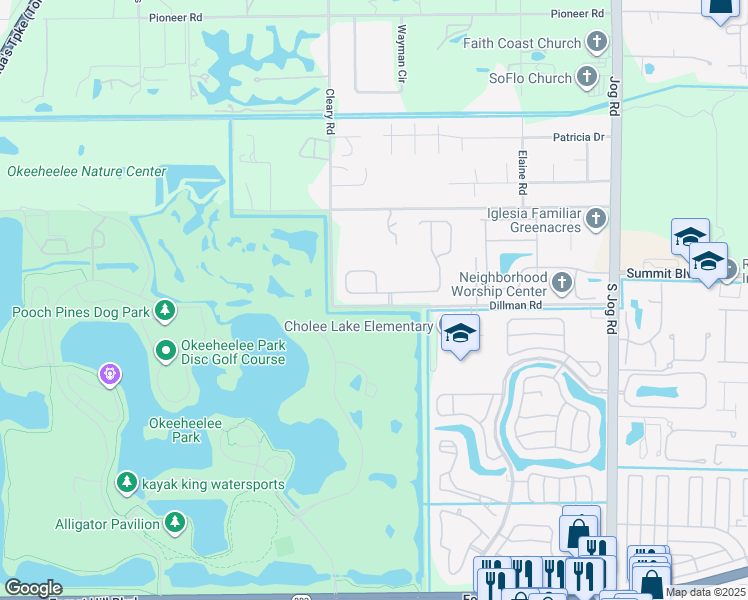 map of restaurants, bars, coffee shops, grocery stores, and more near 6809 Osage Circle in West Palm Beach