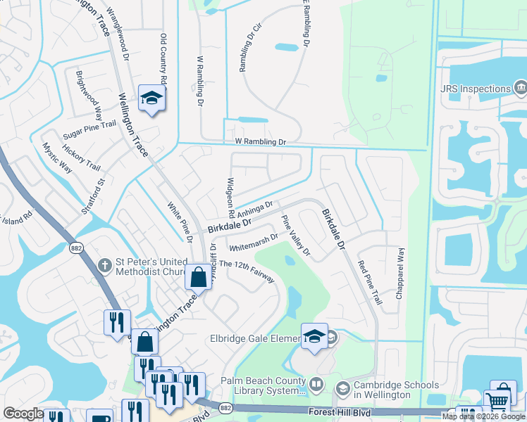 map of restaurants, bars, coffee shops, grocery stores, and more near 11630 Anhinga Drive in Wellington