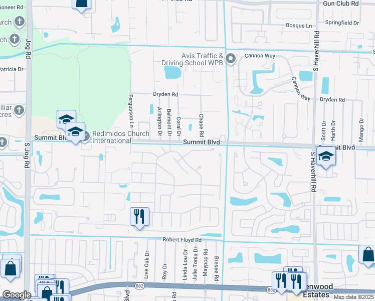 map of restaurants, bars, coffee shops, grocery stores, and more near 5314 White Oleander in West Palm Beach