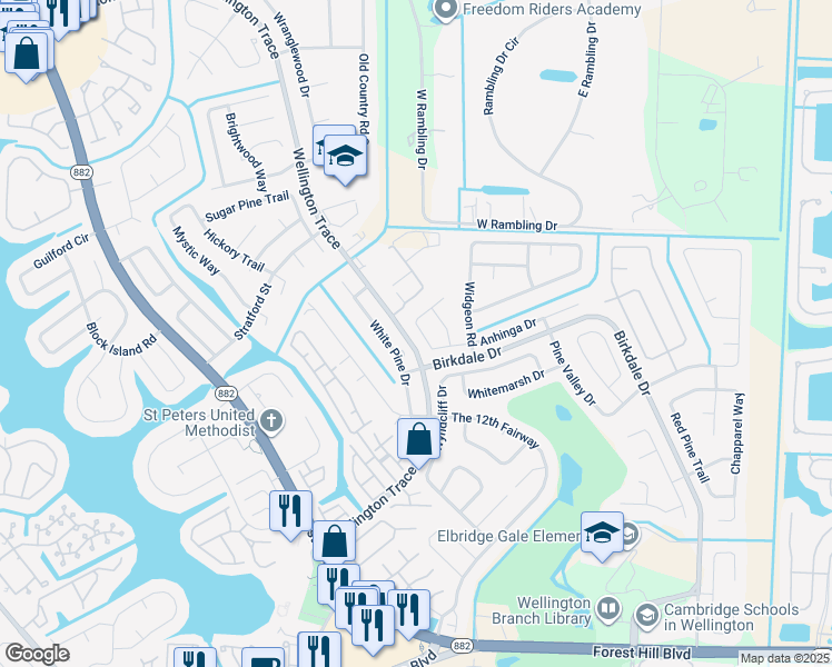 map of restaurants, bars, coffee shops, grocery stores, and more near 1243 Kinglet Terrace in Wellington