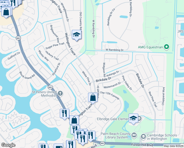 map of restaurants, bars, coffee shops, grocery stores, and more near 1243 Kinglet Terrace in Wellington