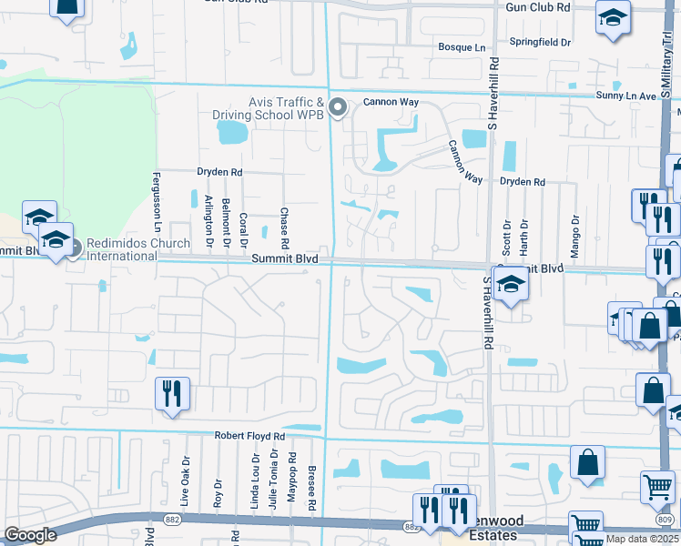 map of restaurants, bars, coffee shops, grocery stores, and more near 1058 Winding Rose Way in West Palm Beach