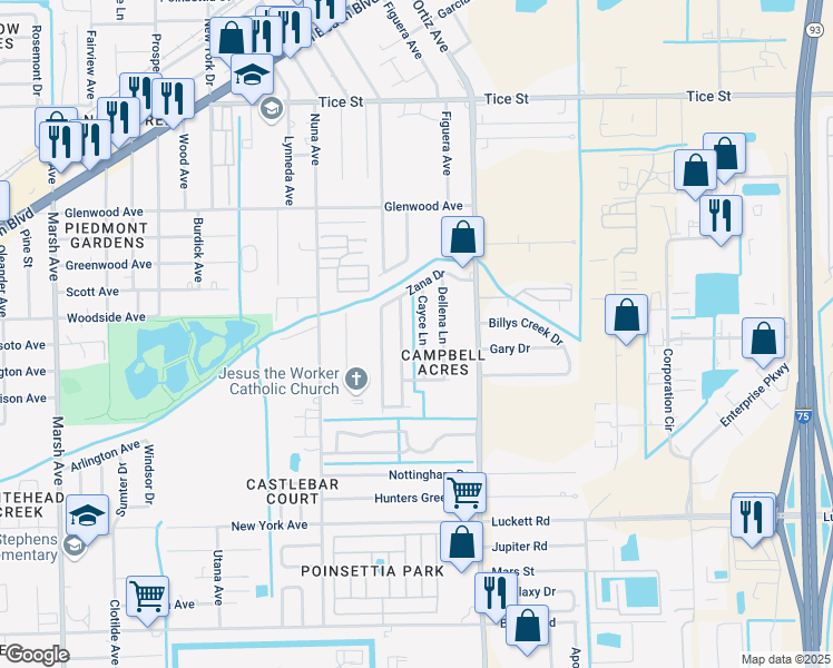 map of restaurants, bars, coffee shops, grocery stores, and more near 830 Cayce Lane in Fort Myers
