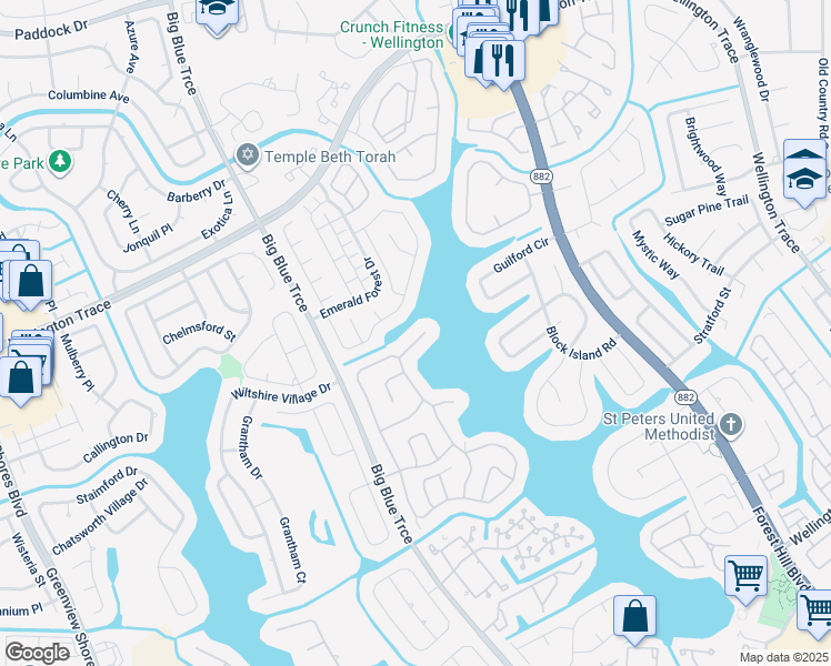 map of restaurants, bars, coffee shops, grocery stores, and more near 1281 Crown Point in Wellington