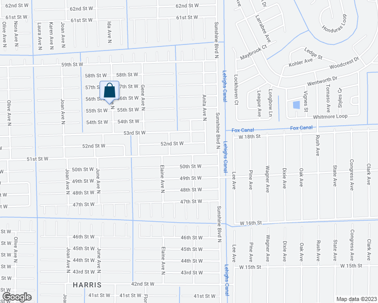 map of restaurants, bars, coffee shops, grocery stores, and more near 2600 51st Street West in Lehigh Acres