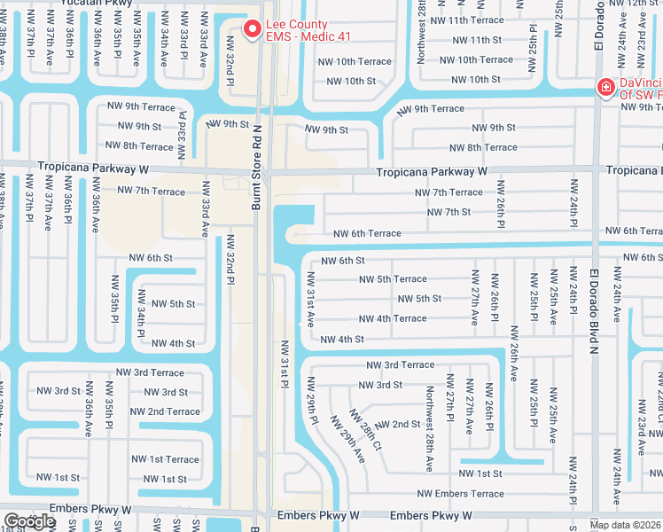 map of restaurants, bars, coffee shops, grocery stores, and more near 2847 Northwest 5th Terrace in Cape Coral