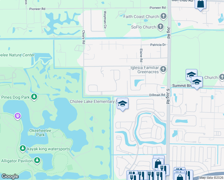 map of restaurants, bars, coffee shops, grocery stores, and more near 6720 Osage Circle in Greenacres