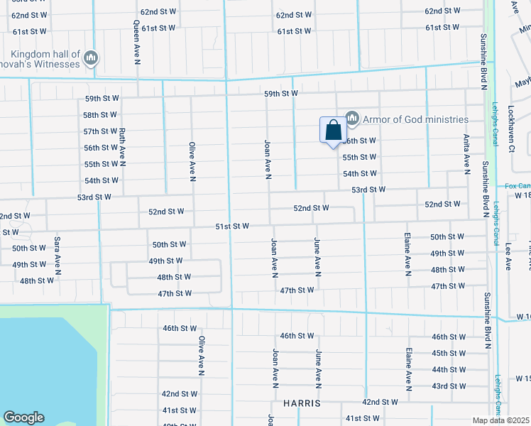 map of restaurants, bars, coffee shops, grocery stores, and more near 3001 52nd Street West in Lehigh Acres