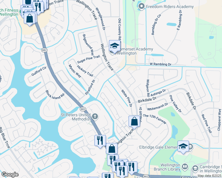 map of restaurants, bars, coffee shops, grocery stores, and more near 1237 The 12th Fairway in Wellington