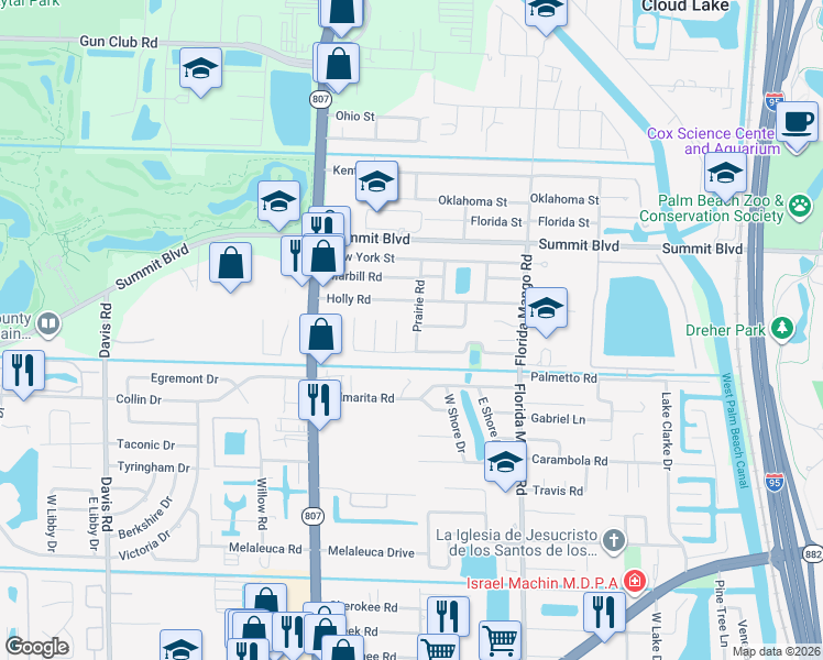 map of restaurants, bars, coffee shops, grocery stores, and more near 951 Flamango Court East in West Palm Beach