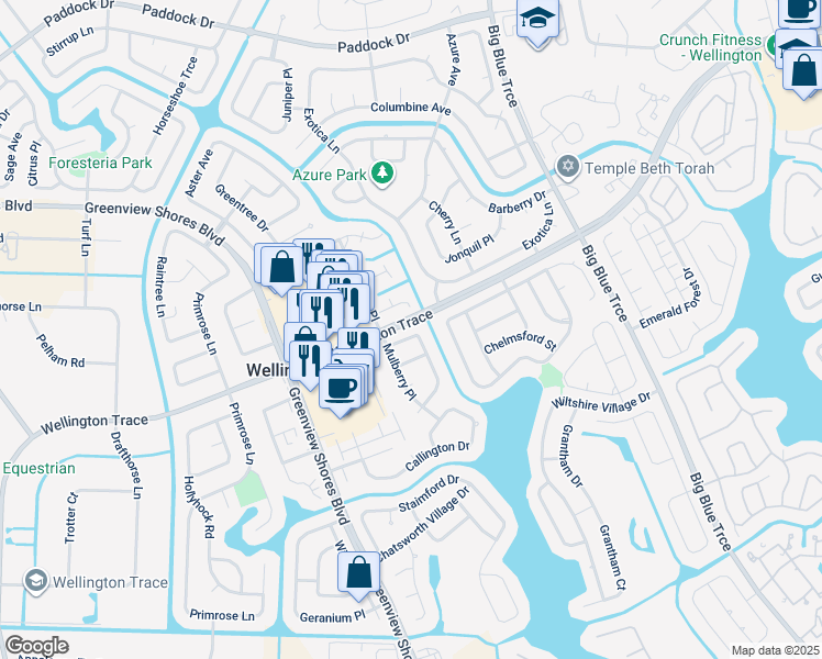 map of restaurants, bars, coffee shops, grocery stores, and more near 1036 Staghorn Street in Wellington