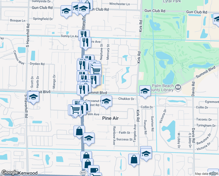 map of restaurants, bars, coffee shops, grocery stores, and more near 930 Summit Lake Drive in West Palm Beach