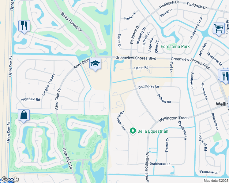 map of restaurants, bars, coffee shops, grocery stores, and more near 14983 Drafthorse Lane in Wellington