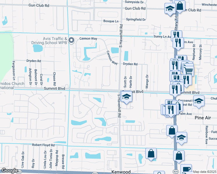 map of restaurants, bars, coffee shops, grocery stores, and more near 824 Pipers Cay Drive in West Palm Beach