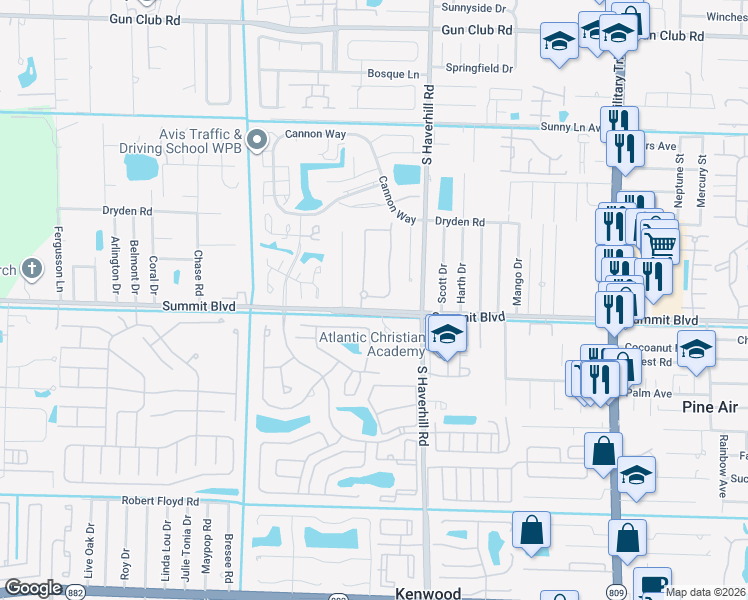 map of restaurants, bars, coffee shops, grocery stores, and more near 824 Pipers Cay Drive in West Palm Beach