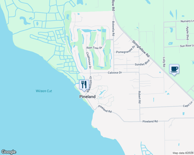 map of restaurants, bars, coffee shops, grocery stores, and more near 7656 Myrsine Circle in Bokeelia