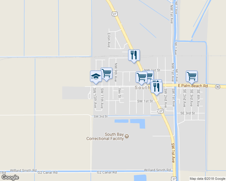 map of restaurants, bars, coffee shops, grocery stores, and more near 120 Harrelle Drive in South Bay
