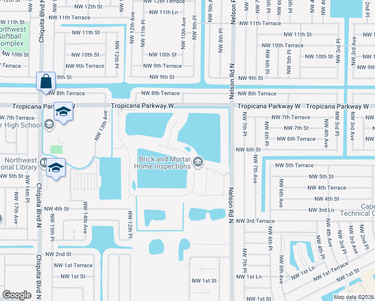 map of restaurants, bars, coffee shops, grocery stores, and more near 927 Tropicana Parkway West in Cape Coral