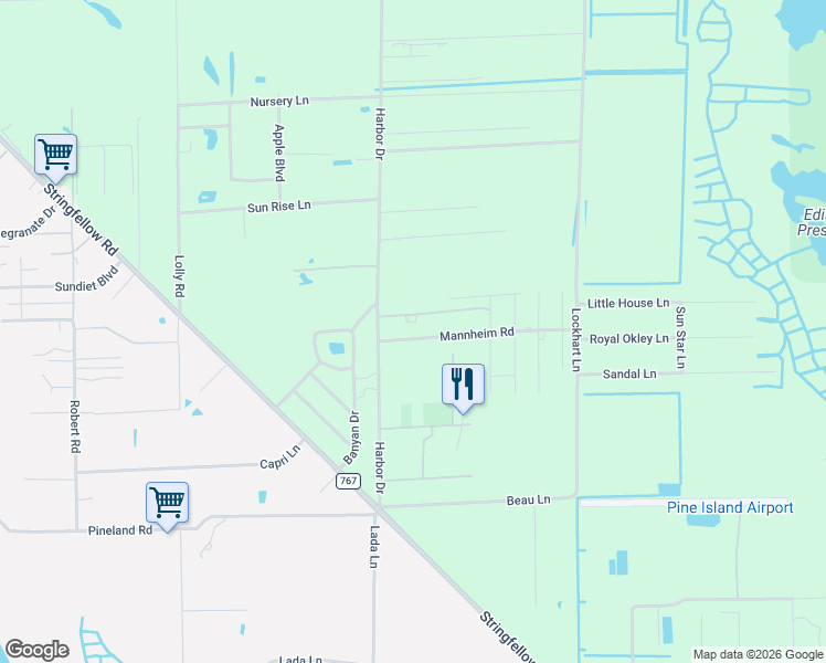 map of restaurants, bars, coffee shops, grocery stores, and more near 6340 Mannheim Road in Bokeelia
