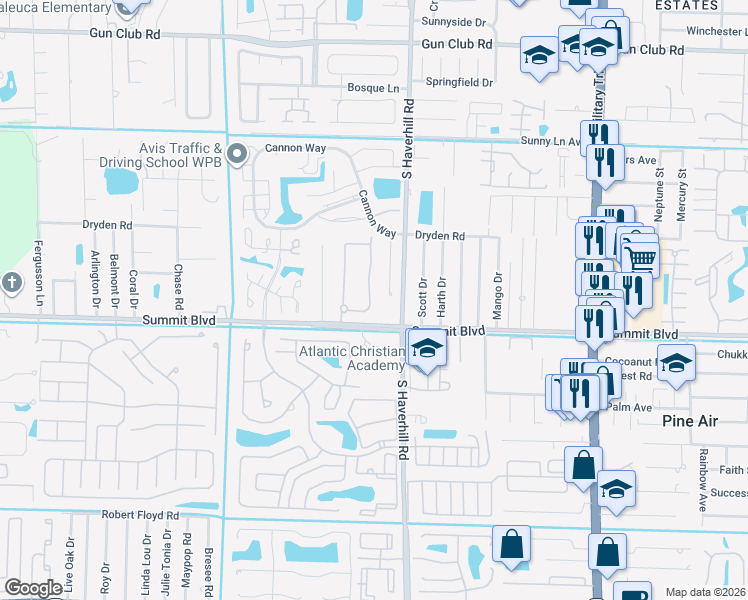 map of restaurants, bars, coffee shops, grocery stores, and more near 821 Pipers Cay Drive in West Palm Beach