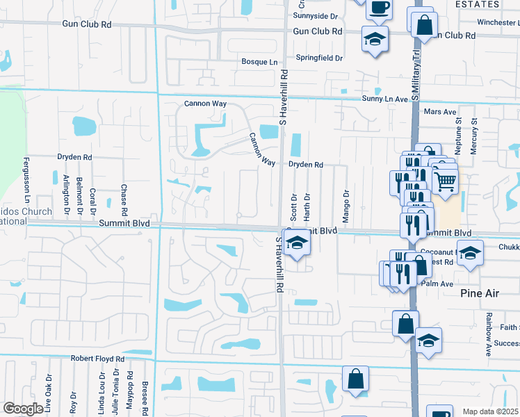 map of restaurants, bars, coffee shops, grocery stores, and more near 824 Pipers Cay Drive in West Palm Beach