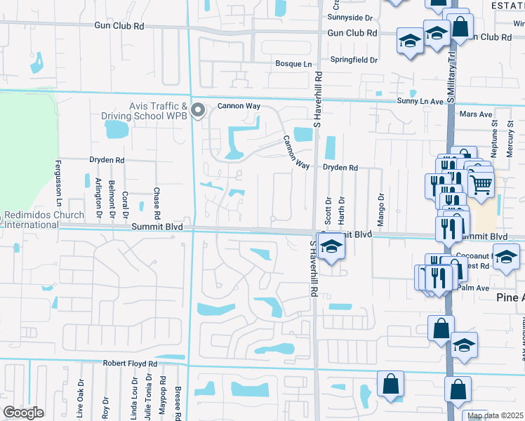 map of restaurants, bars, coffee shops, grocery stores, and more near 928 Fitch Drive in West Palm Beach